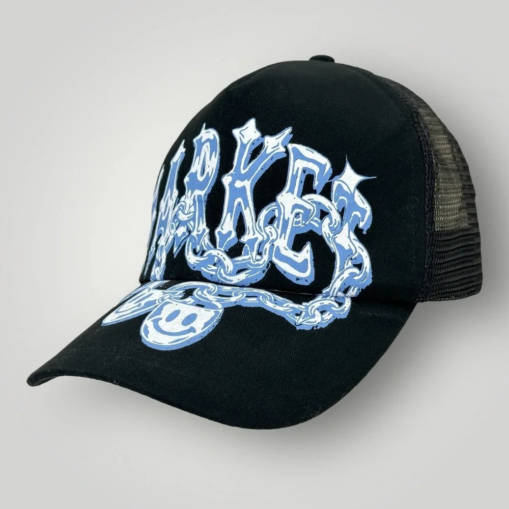 Market Smiley Chains Trucker Hat Black Mesh Snapback Cap One Size‎ Streetwear